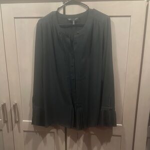 White House Black Market Dark Button Down Blouse